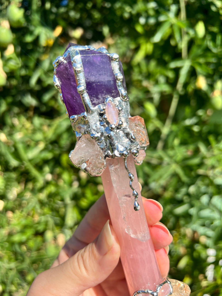 Magic Manifest * Amethyst, Rose Quartz and Citrine wand.