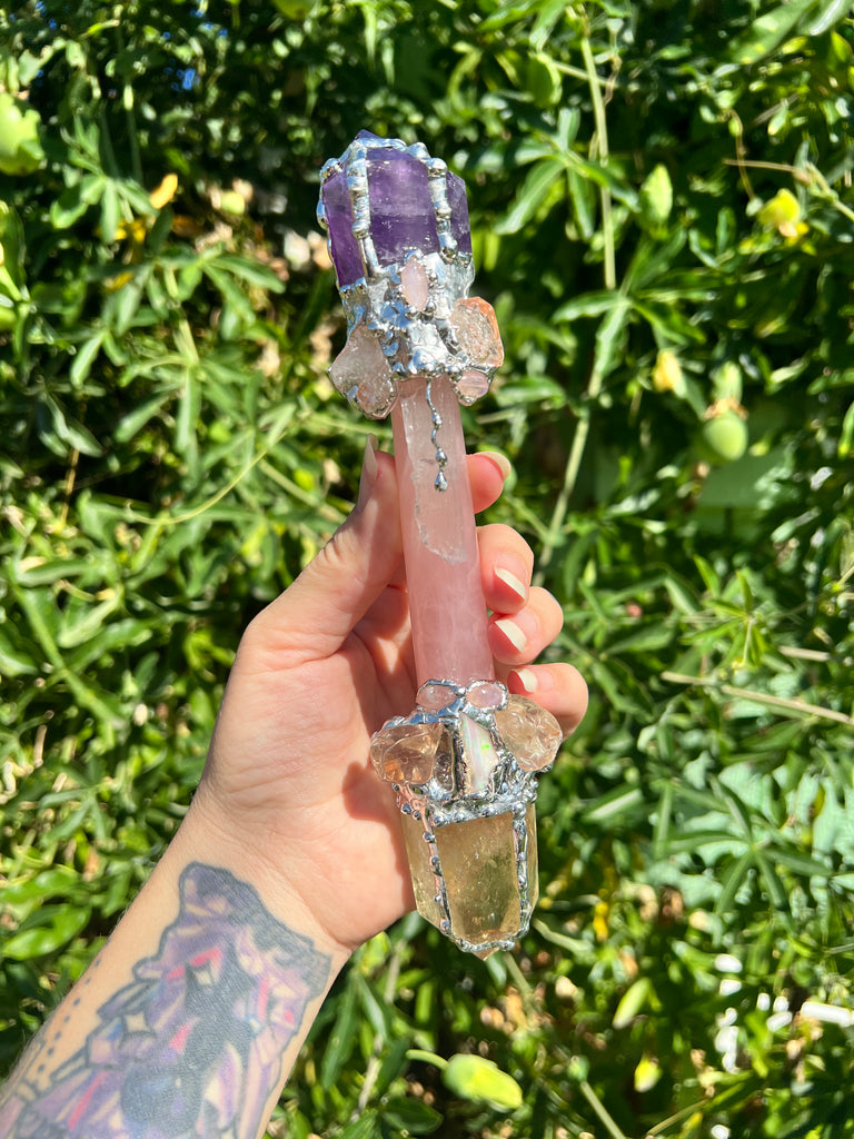 Magic Manifest * Amethyst, Rose Quartz and Citrine wand.