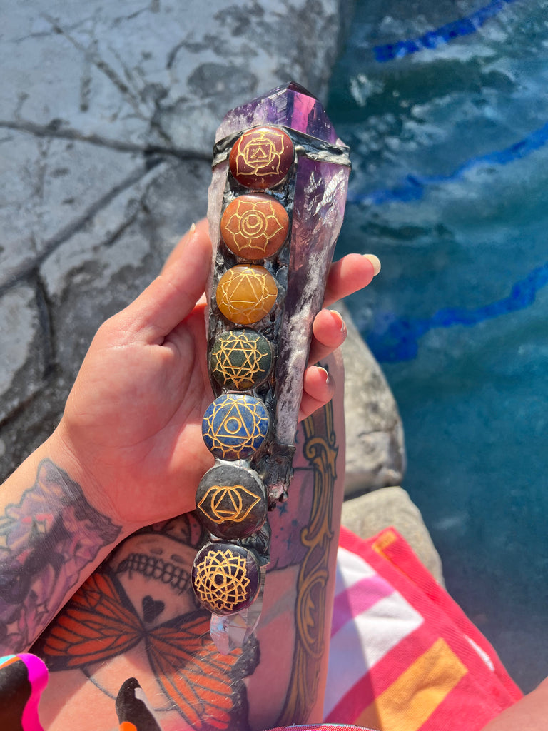 Rainbow Chakra Amethyst Wand