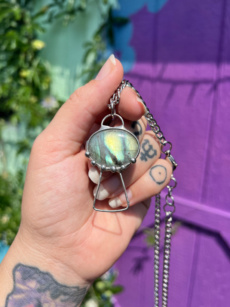 Labradorite Mushroom Amulet