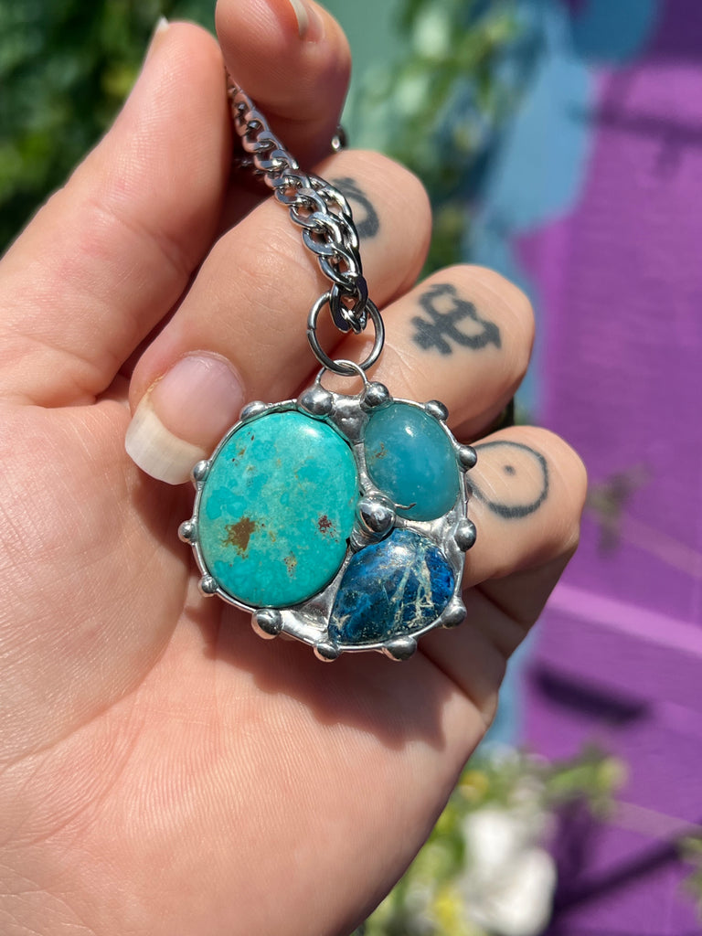 Light blue sales gemstone necklace