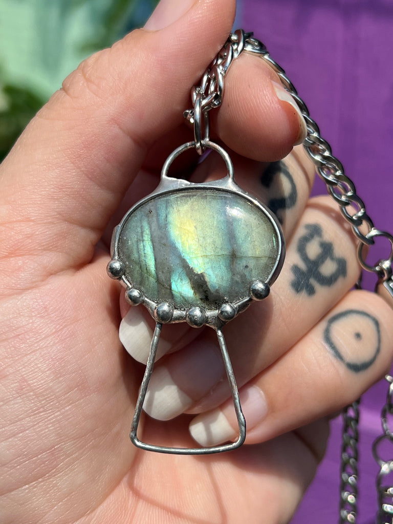 Labradorite Mushroom Amulet