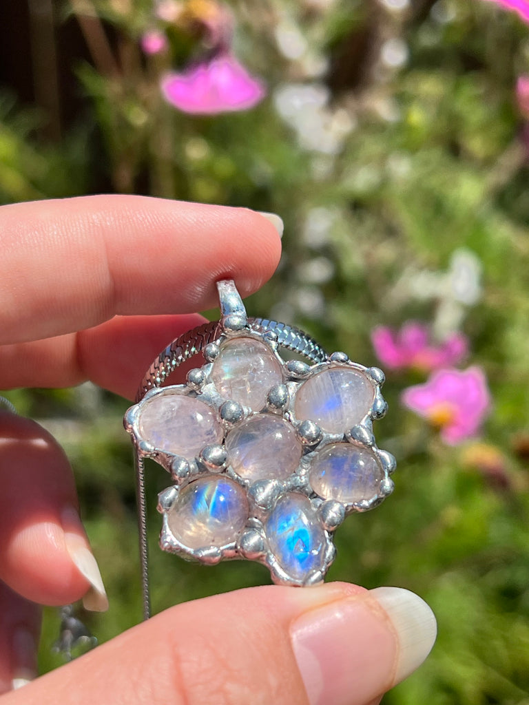 Moonstone flower amulet no.1