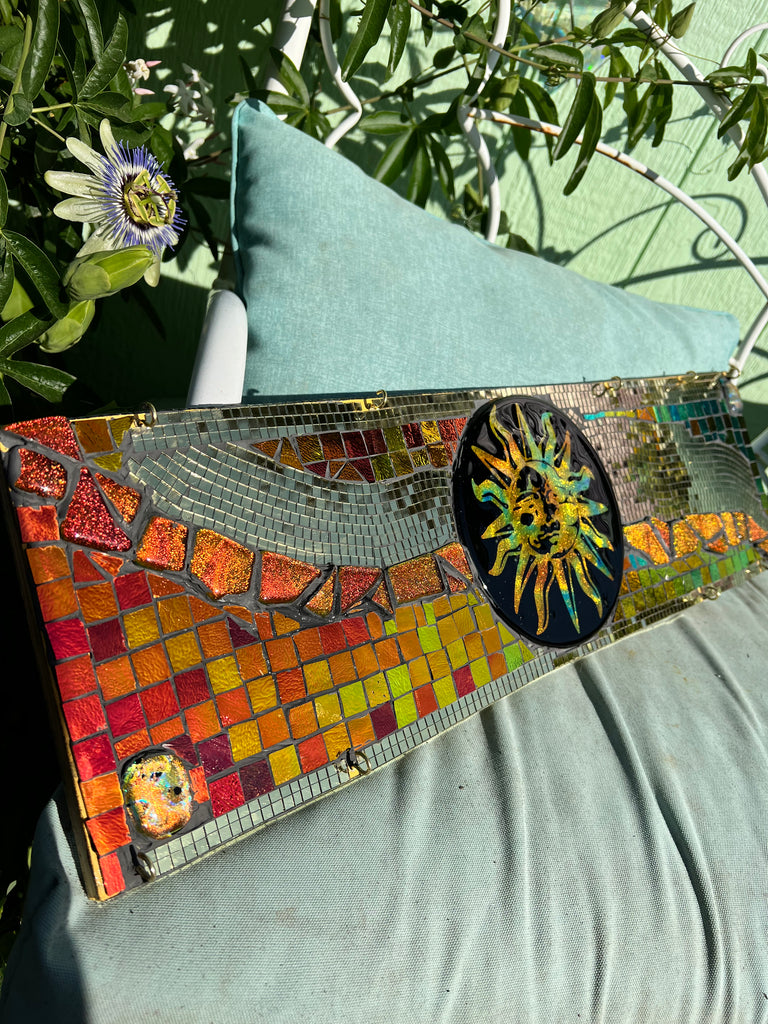 Dichroic glass Mosaic Sun hanging Necklace Organizer