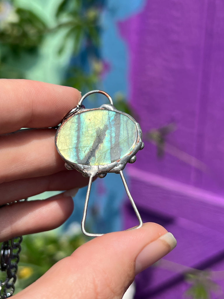 Labradorite Mushroom Amulet