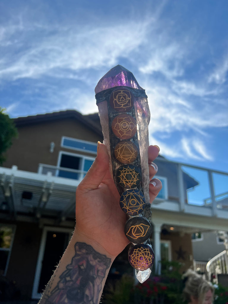 Rainbow Chakra Amethyst Wand