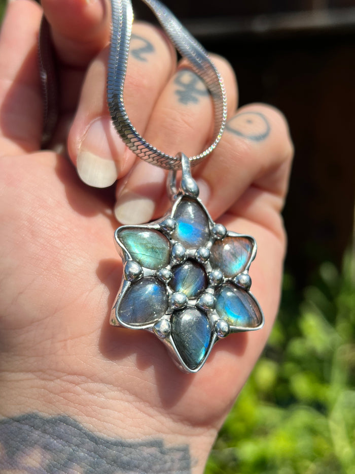 Labradorite flower amulet
