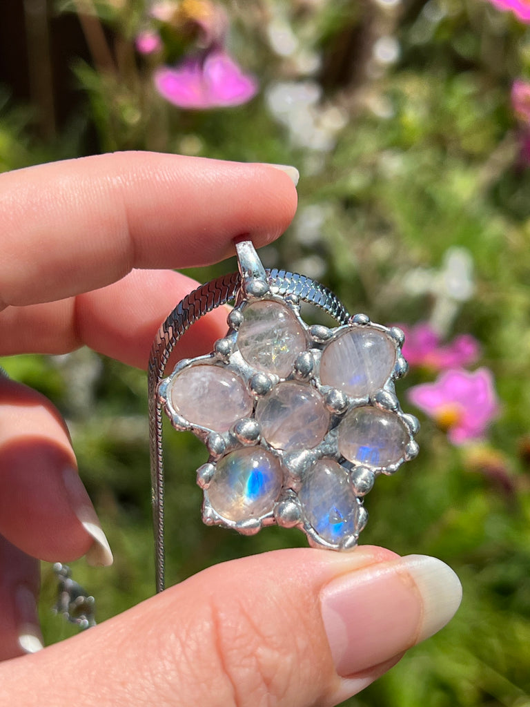 Moonstone flower amulet no.1