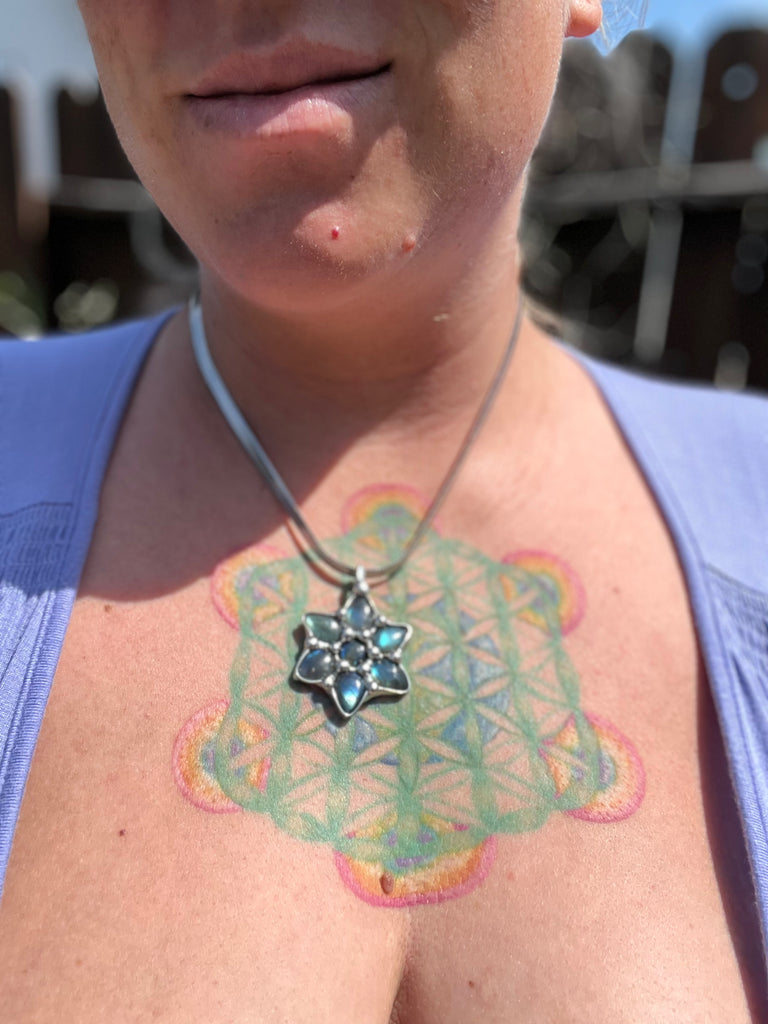 Labradorite flower amulet