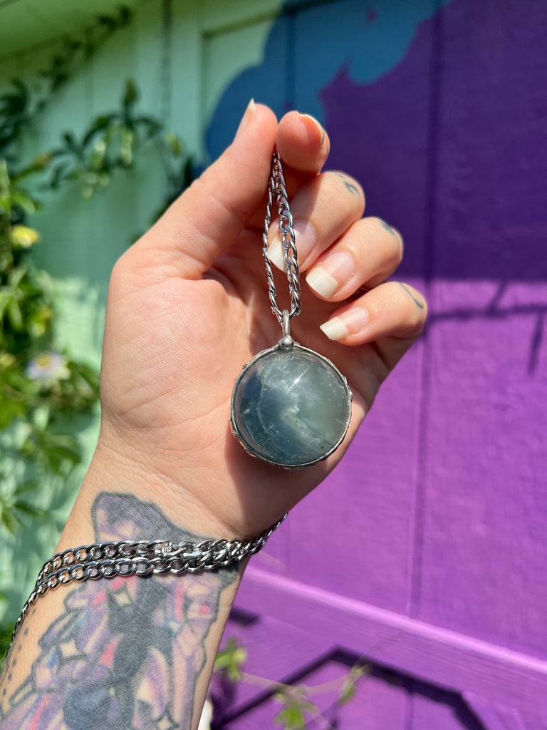 Fluorite sphere amulet