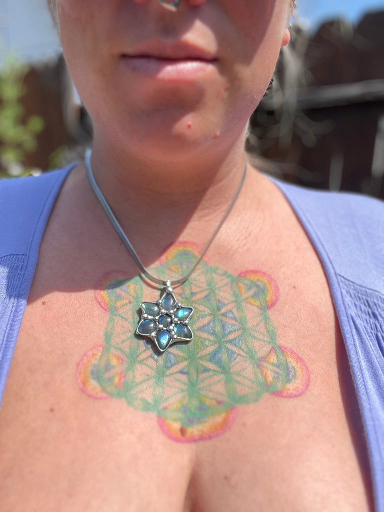 Labradorite flower amulet