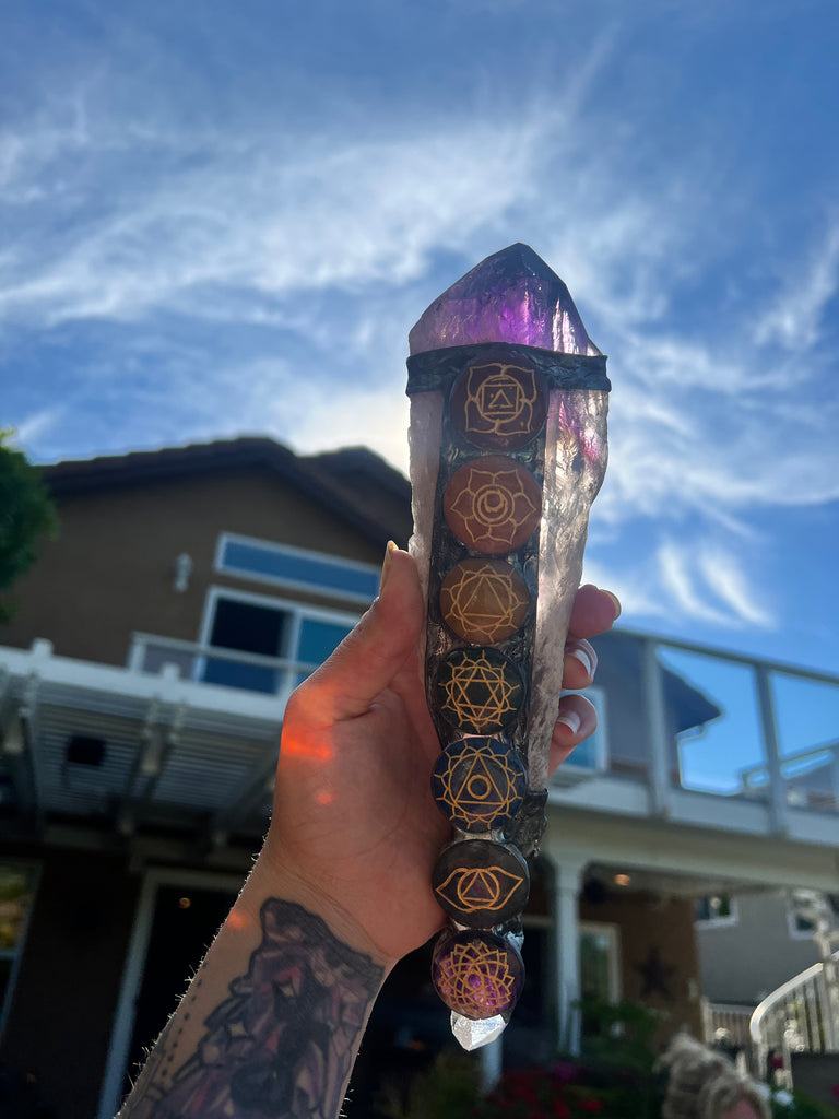 Rainbow Chakra Amethyst Wand