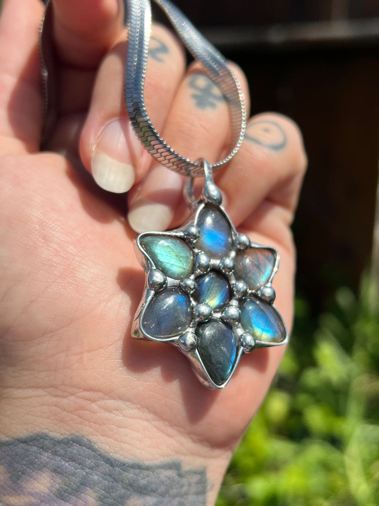 Labradorite flower amulet