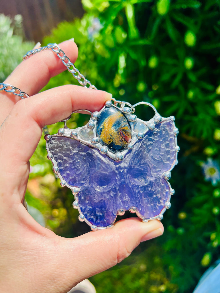 Fluorite Skull Moth amulet no.1