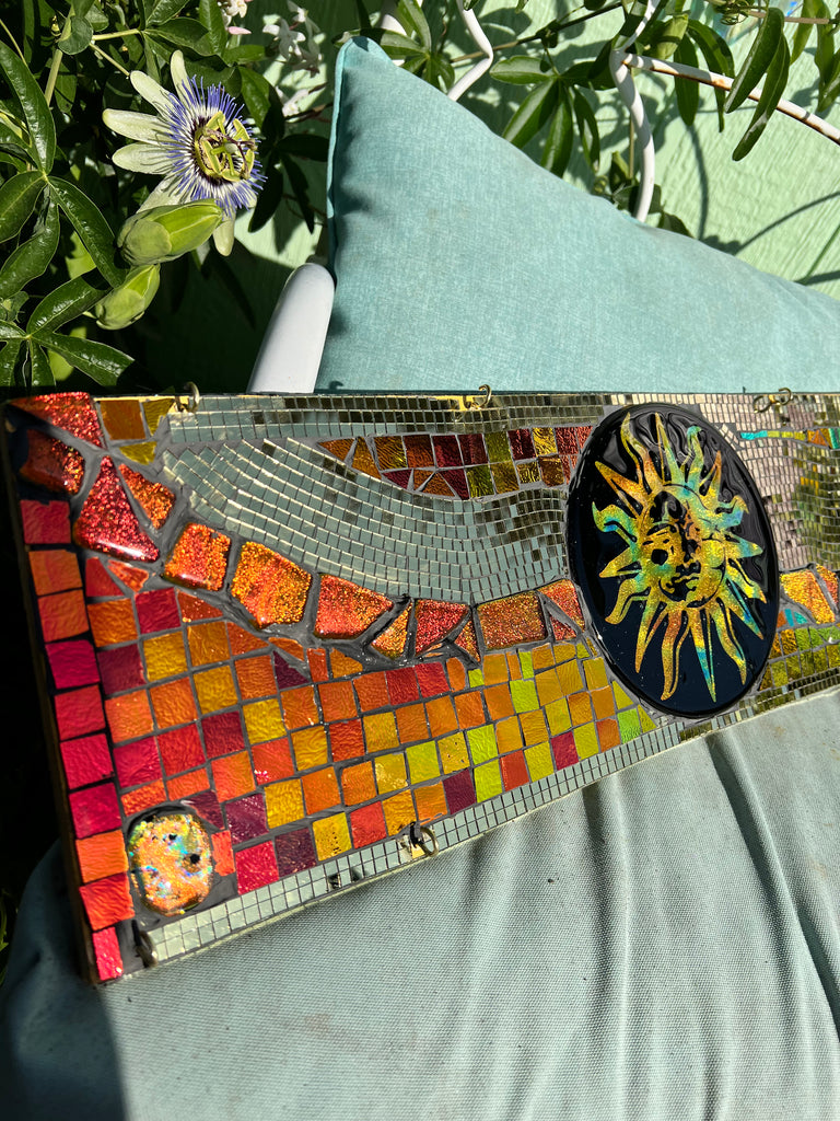 Dichroic glass Mosaic Sun hanging Necklace Organizer