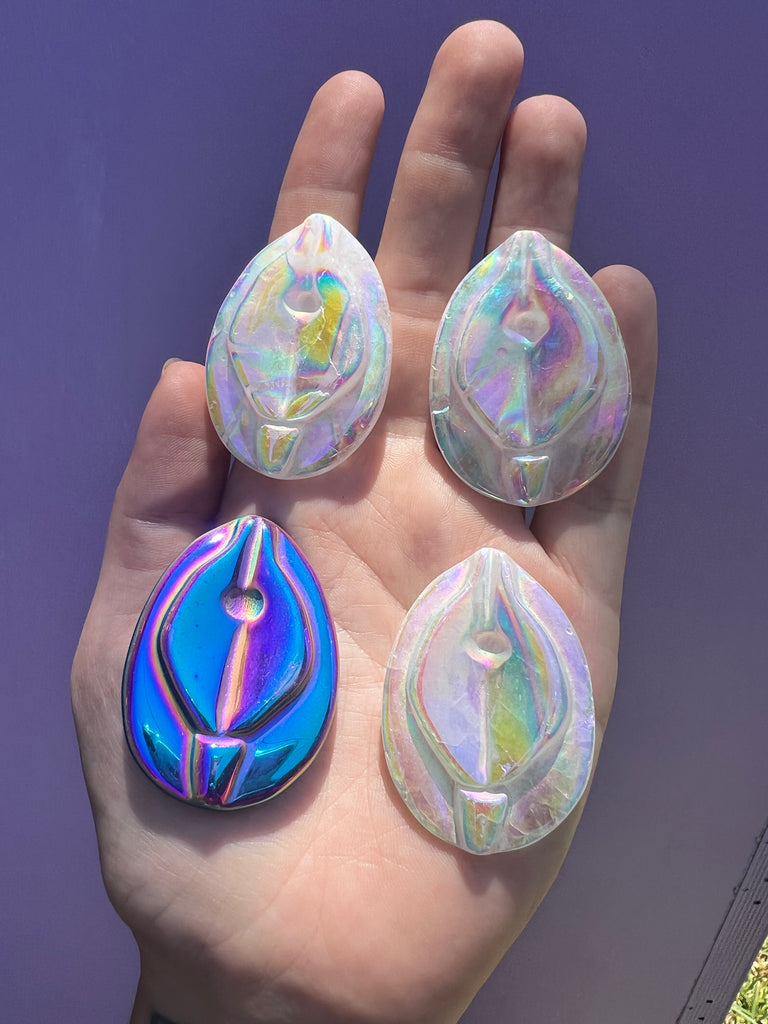 Aurafied Quartz & Obsidian Yoni (choose one)