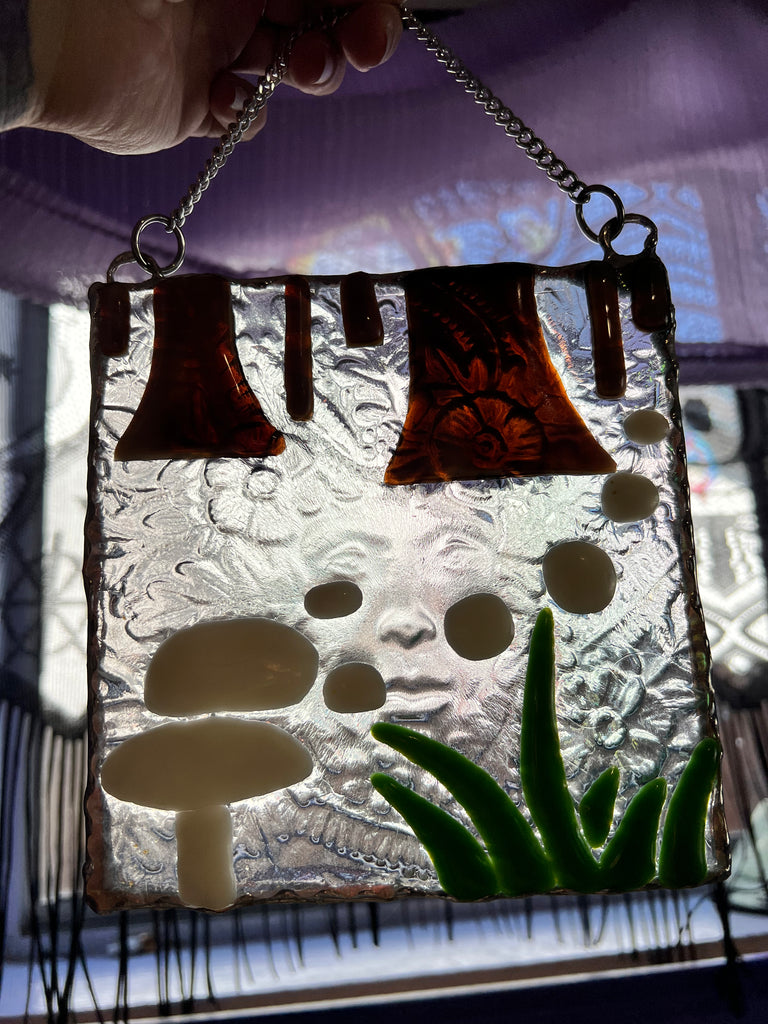 Forest scene Green Lady Window Hang, one of a kind