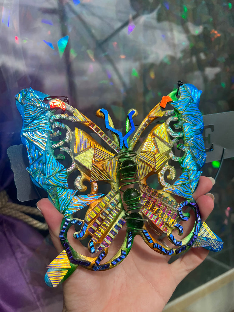 ‘Welcome’ Butterfly dichroic glass mosaic no.1