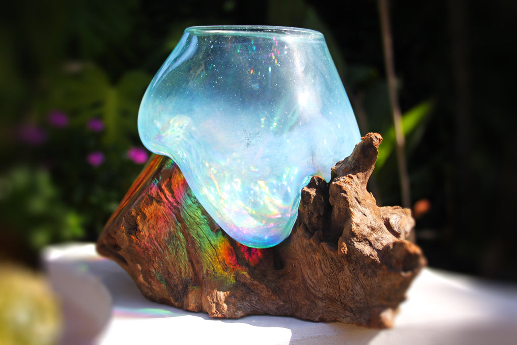 Rainbow Drippy Glass candle/terrarium no.10