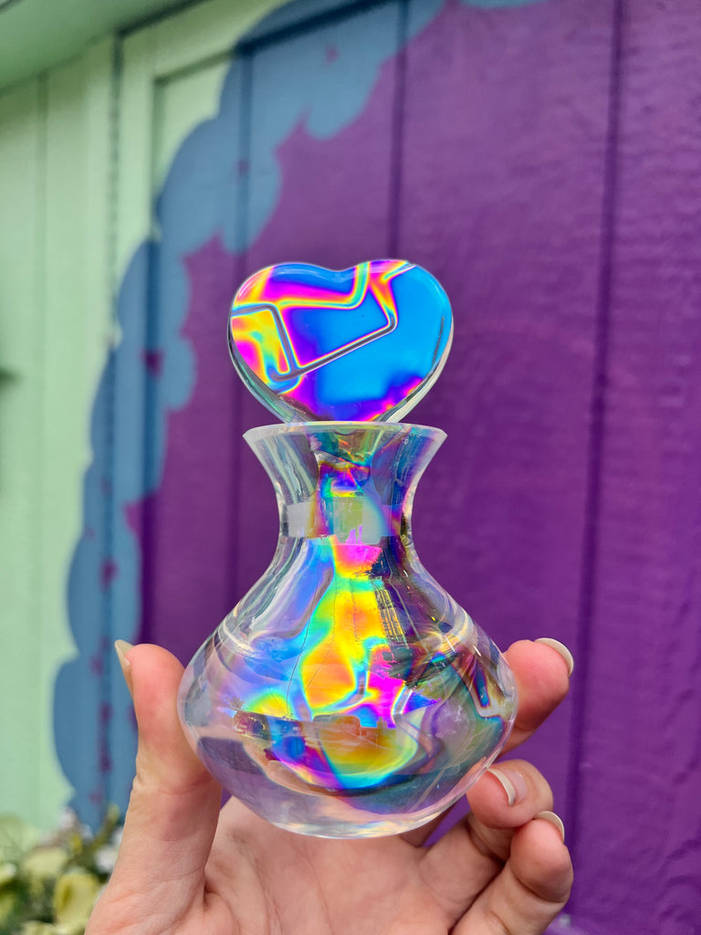 Aurafied Vintage Glass Perfume Bottle with Heart Stopper