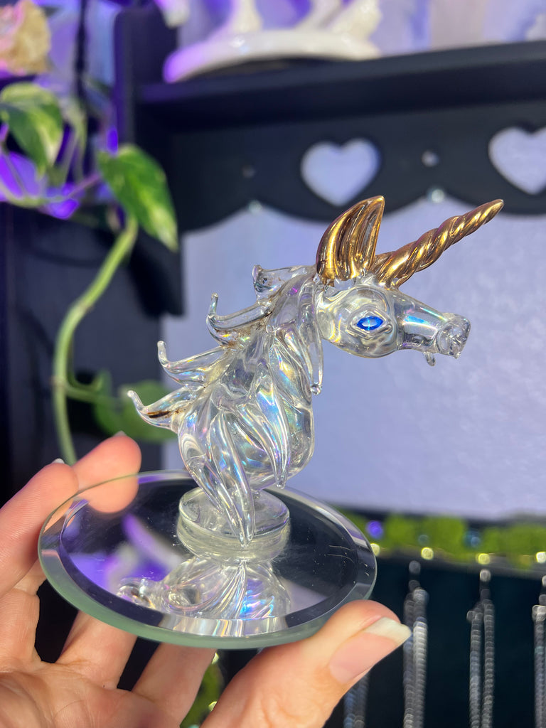 Iridized Glass Unicorn head