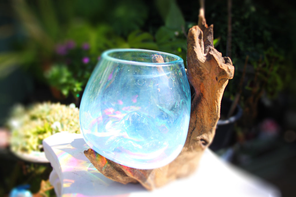 Rainbow Drippy Glass candle/terrarium no.9