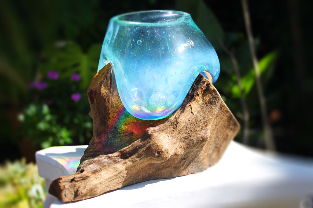 Rainbow Drippy Glass candle/terrarium no.10