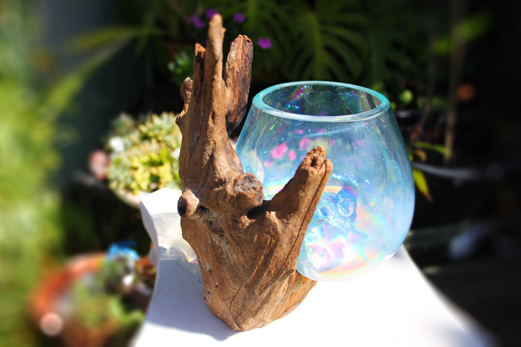 Rainbow Drippy Glass candle/terrarium no.9