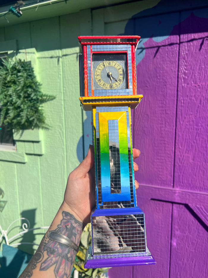 Rainbow Mirror Glass Mosaic Desk clock