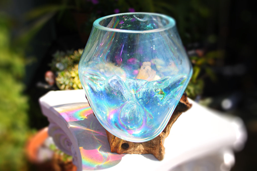 Rainbow Drippy Glass candle/terrarium no.6