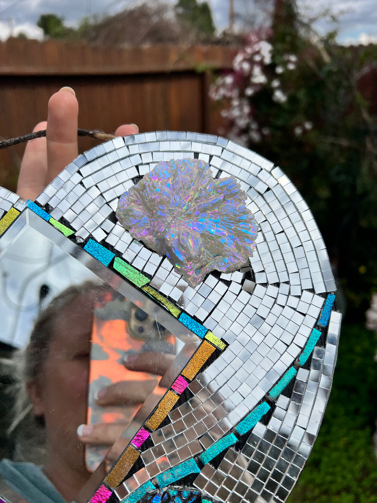 Mosaic Disco Heart Mirror