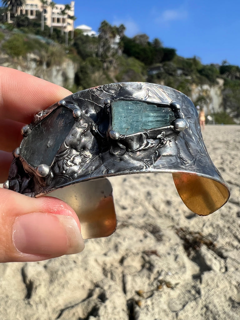 Raw Aquamarine bangle