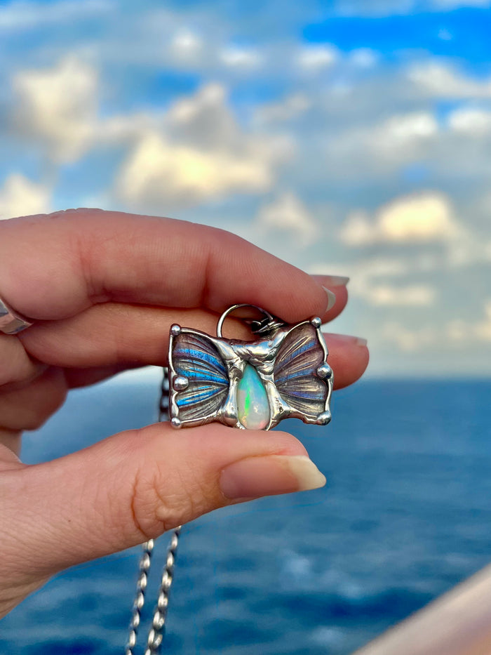 Tobaira Labradorite and Opal fairy wing amulet no.1