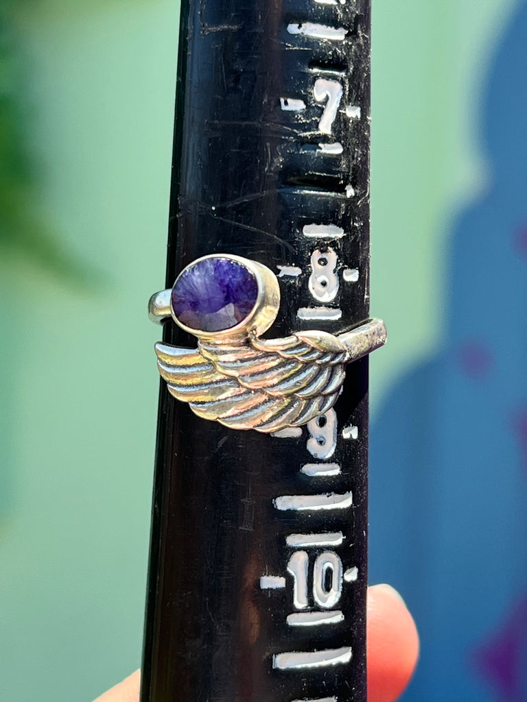 Angel Wing Ring with Charoite size 8.5 (no.2)