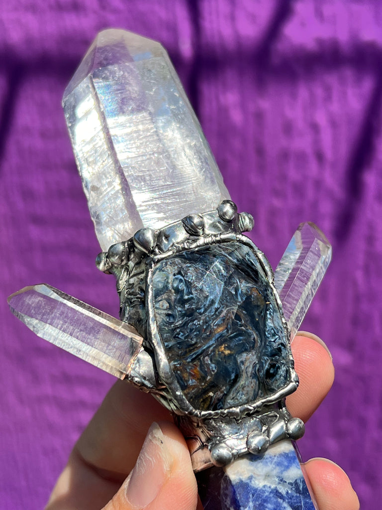 New Vision Sodalite, Quartz and Pietersite wand/Spiritual Tool