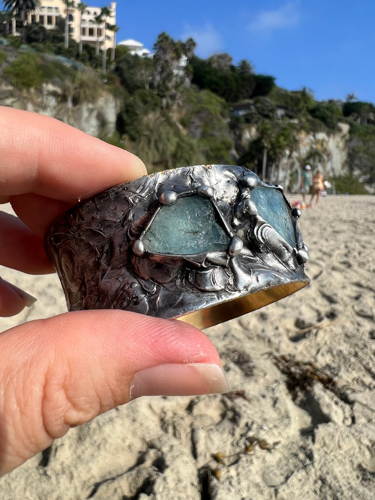 Raw Aquamarine bangle