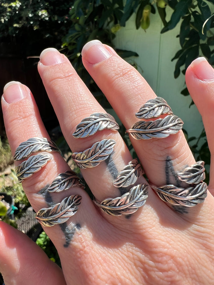 Adjustable Sterling Silver Leaf Ring