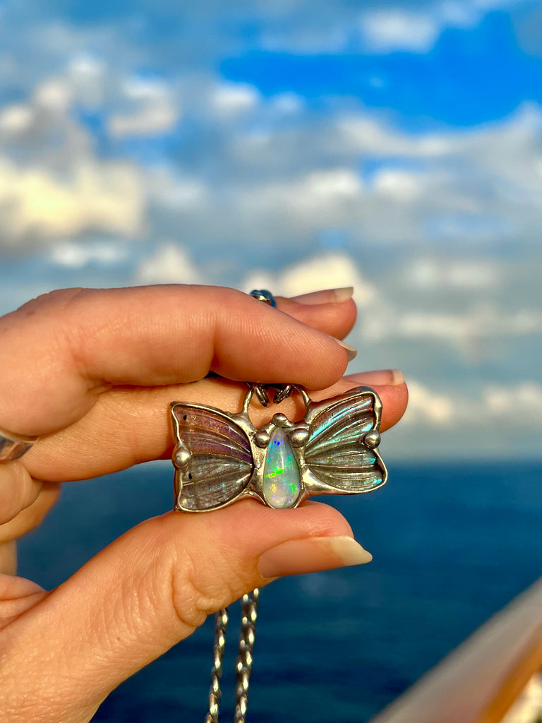 Tobaira Labradorite and Opal fairy wing amulet no.2