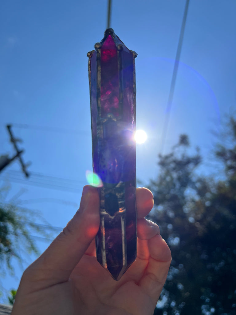 Rare Magenta  Fluorite & Ruby Zoisite wand