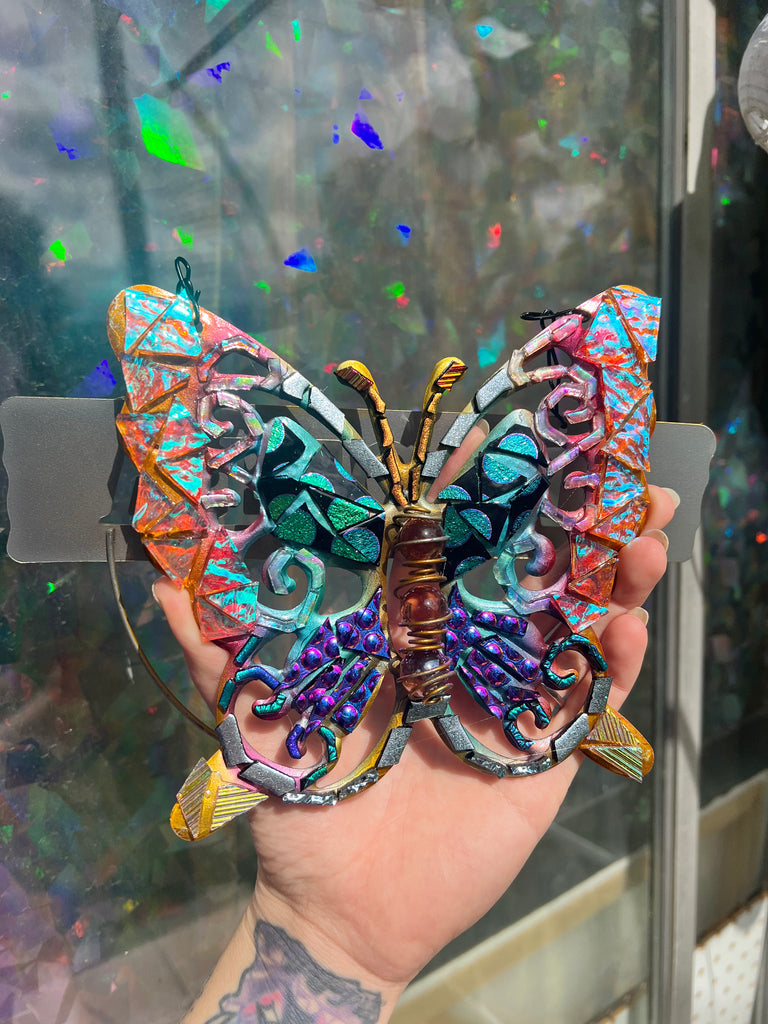 ‘Welcome’ Butterfly dichroic glass mosaic no.4