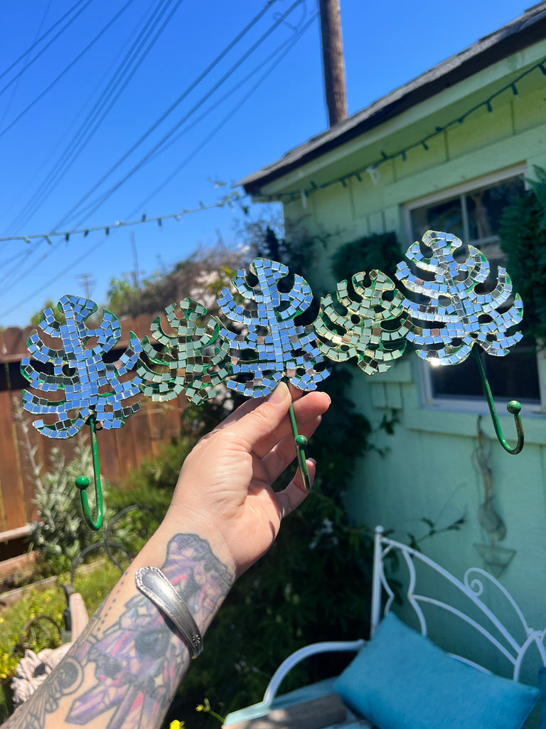 Disco Mosaic Monstera Leaf Key/jewelry holder