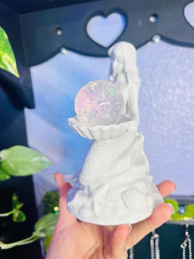 Mermaid display with Aura Quartz Moon