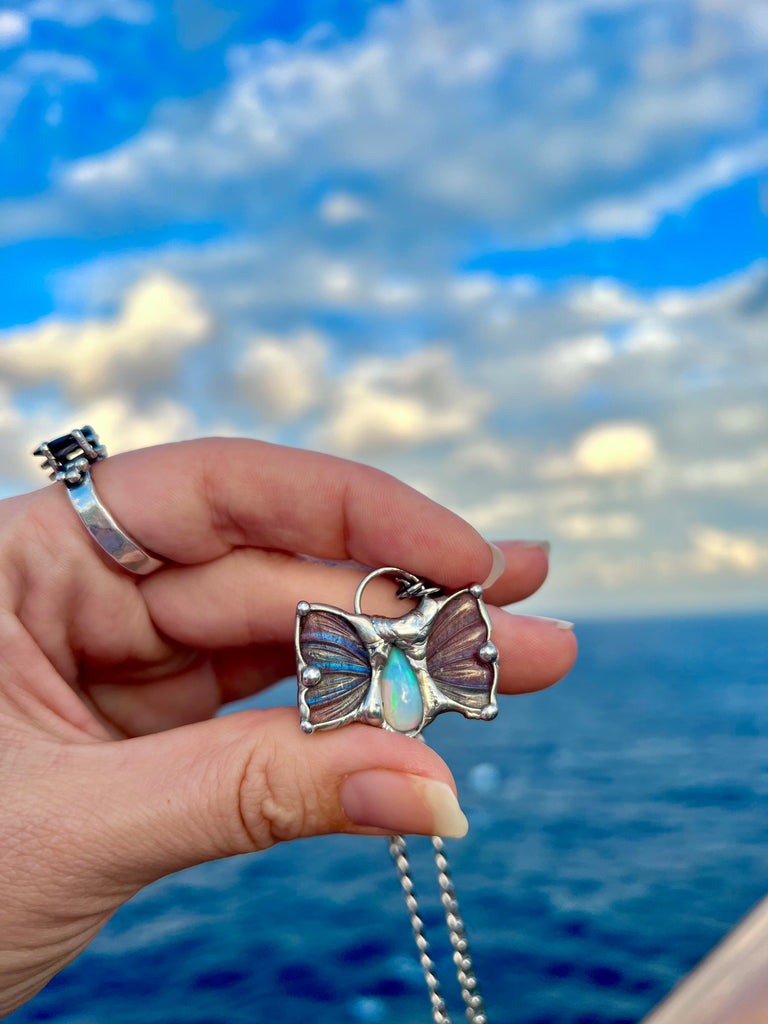 Tobaira Labradorite and Opal fairy wing amulet no.1