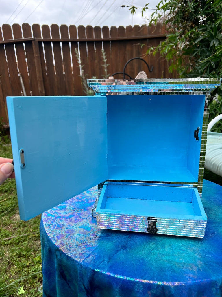 Cool Blue Disco Mosaic large stash box