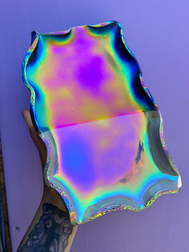 Aura coated ceramic place OOAK