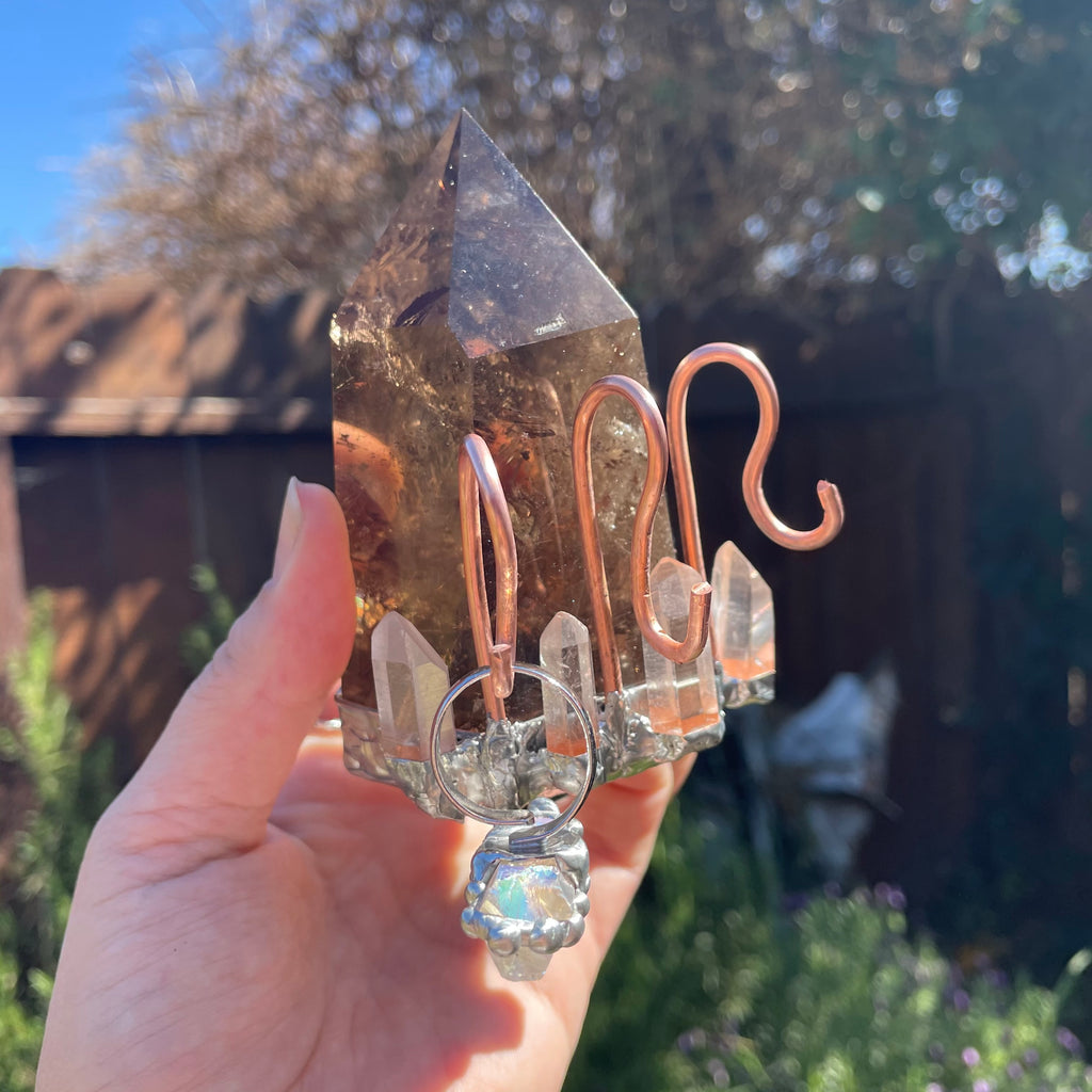 Smoky Rutilated Quartz ring holder