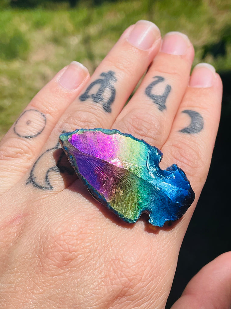 Aurafied Arrowhead adjustable  ring sizes 6-9