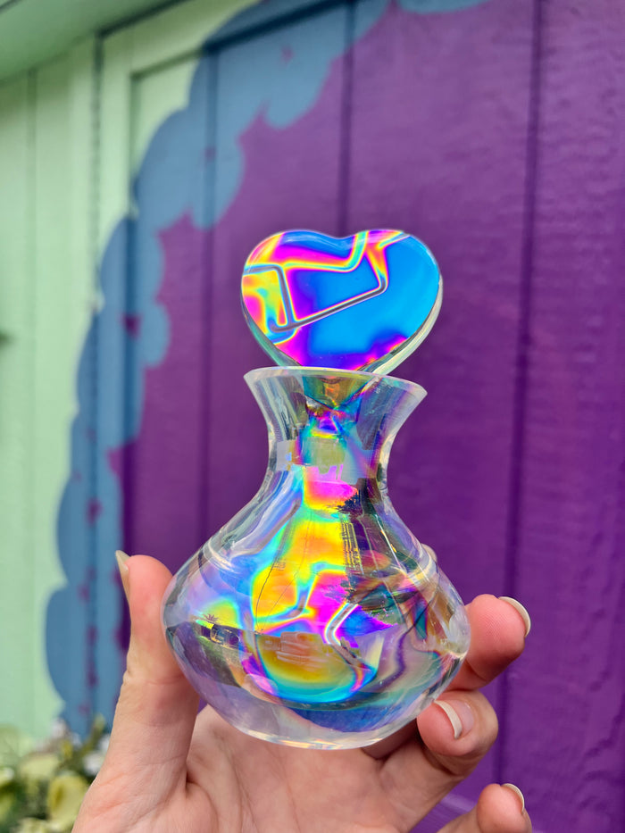 Aurafied Vintage Glass Perfume Bottle with Heart Stopper
