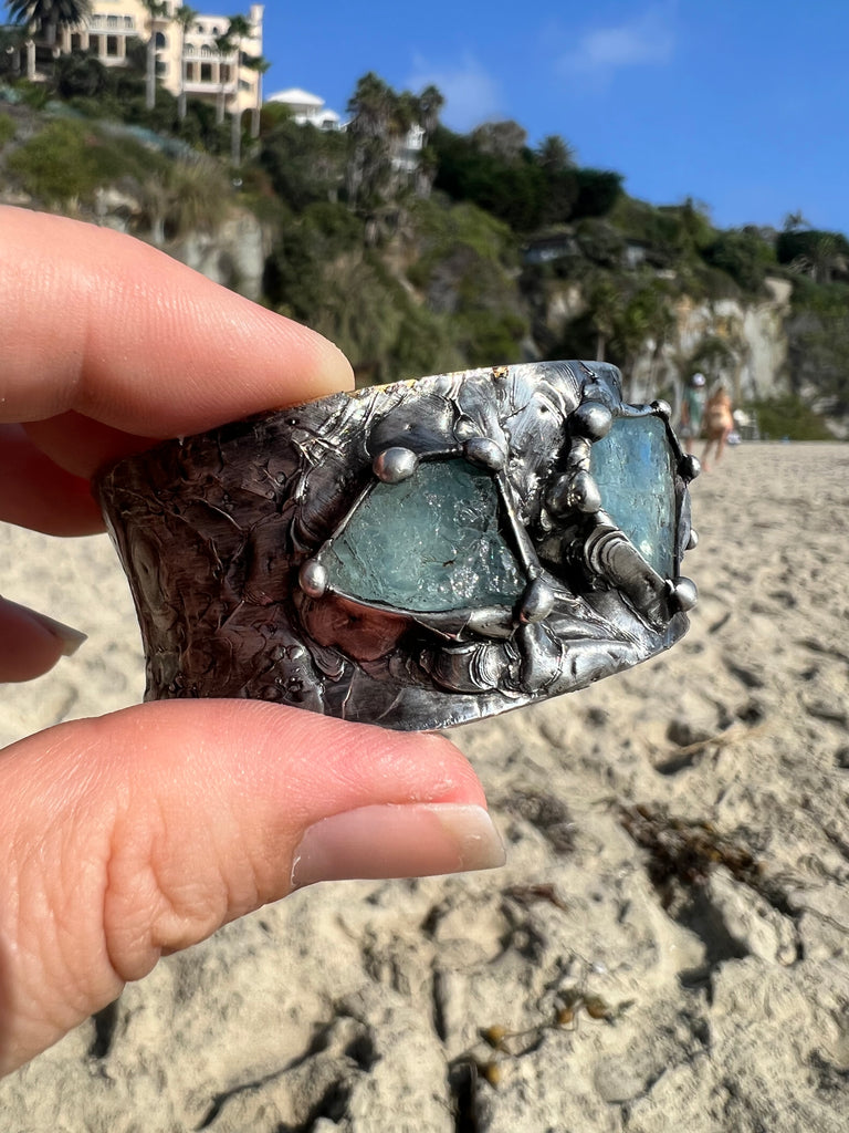 Raw Aquamarine bangle