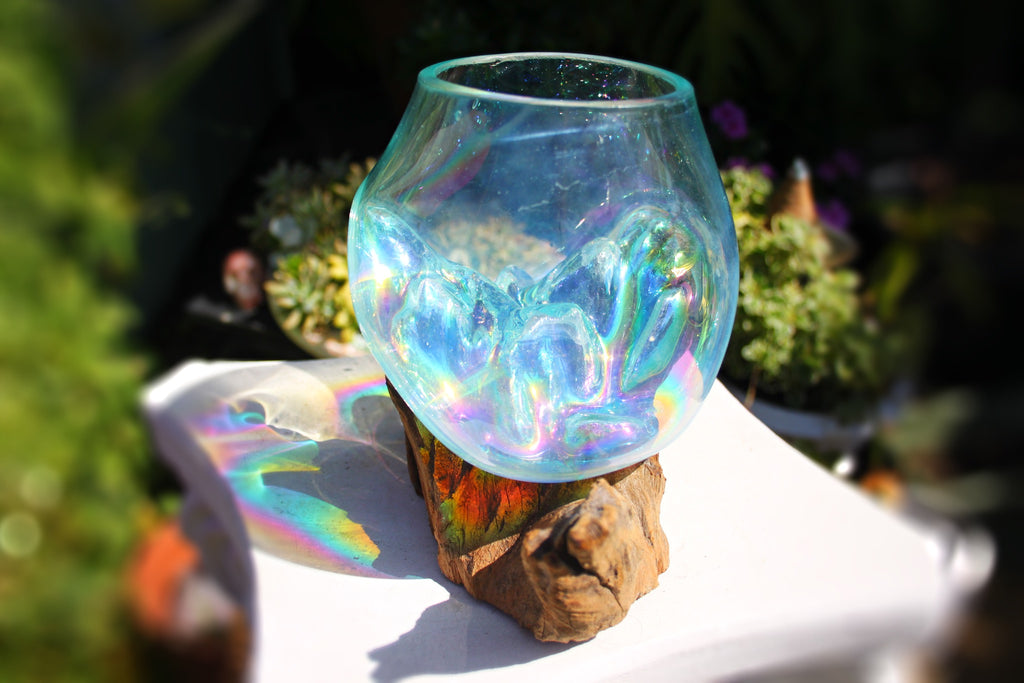 Rainbow Drippy Glass candle/terrarium no.6